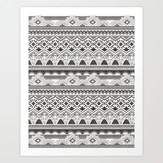 CRYSTAL AZTEC B/W Art Print