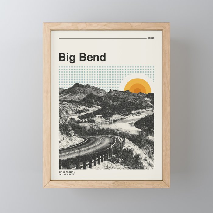 Big Bend National Park Retro Abstract Travel Poster Framed Mini Art Print