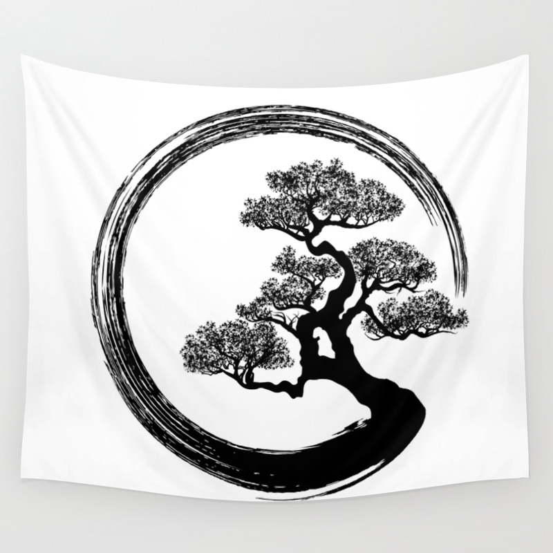 Enso Zen Circle And Bonsai Tree Wall Tapestry By K9printart Society6