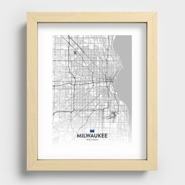 Milwaukee, Wisconsin, United States - Light City Map Recessed Framed Print