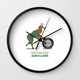 Llama Racing - Tire Man The Llama Design Wall Clock