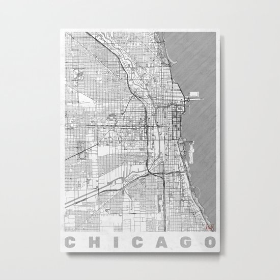 Chicago Map Line Metal Print