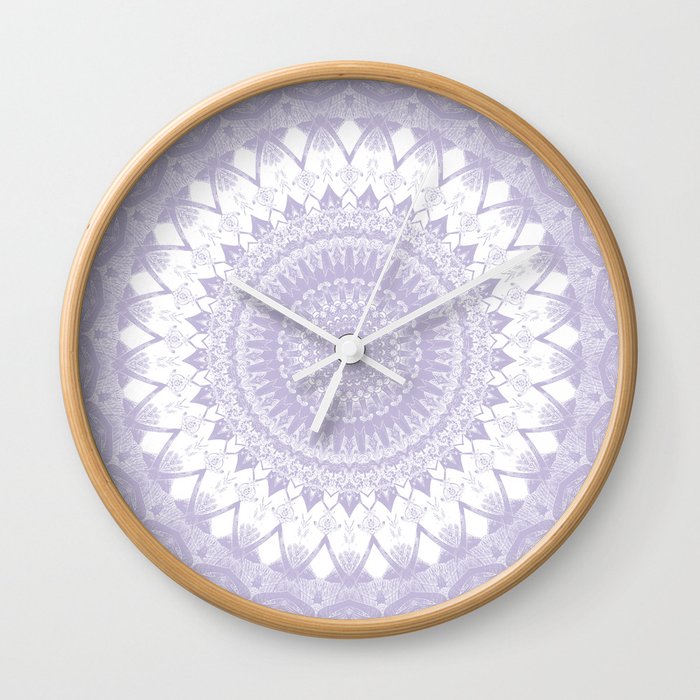 Boho Pastel Purple Mandala Wall Clock