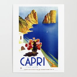 1952 ITALY Capri Island Of The Sun Travel Poster Poster