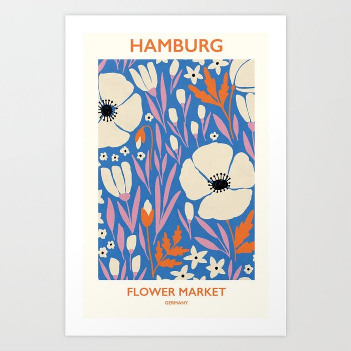 Hamburg Flower Market Art Print