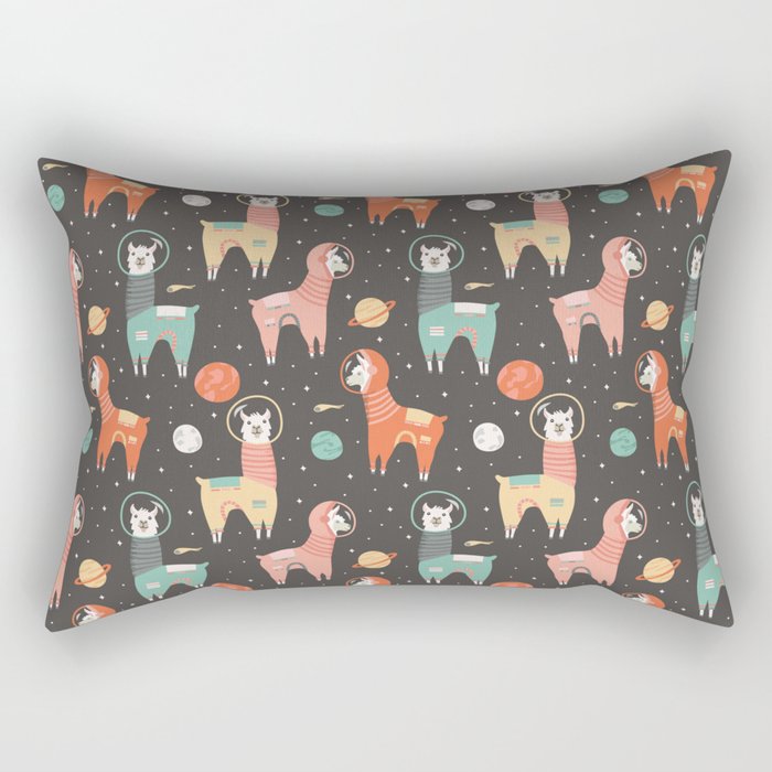 Astronaut Llamas in Space Rectangular Pillow