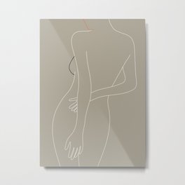 Minimal Line Art Woman Figure III Metal Print
