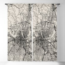 Nashville, Tennessee - City Map - USA - Black and White Blackout Curtain