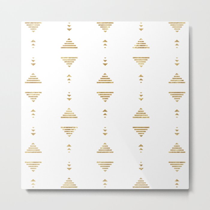 Modern geometric gold triangles Metal Print