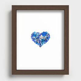 Blue hearts and flowers in the heart with white background Recessed Framed Print