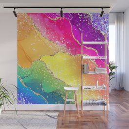 Vibrant Rainbow Glitter Agate Texture 05 Wall Mural