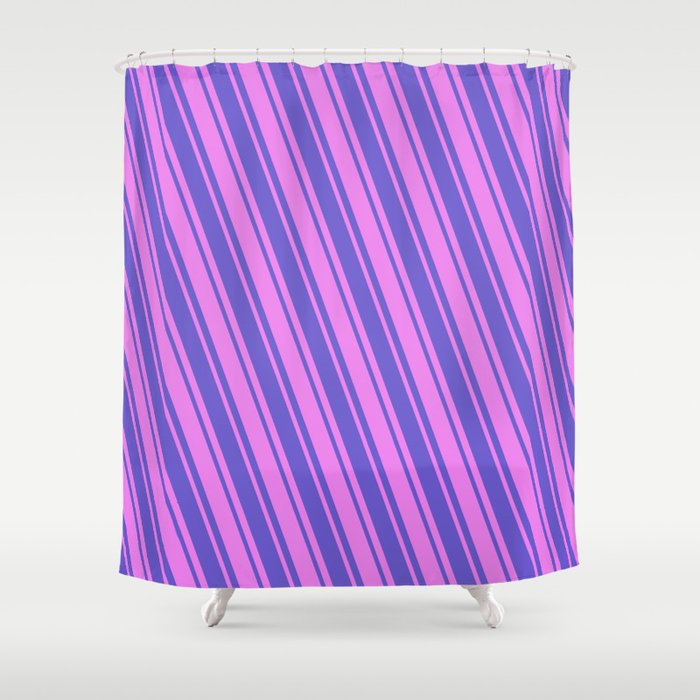 Slate Blue and Violet Colored Pattern of Stripes Shower Curtain