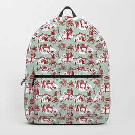 Kitty Cat Holiday Toile: Mint Backpack