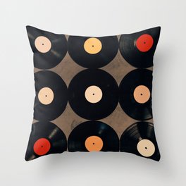Vinyl Record Collection Throw Pillow
