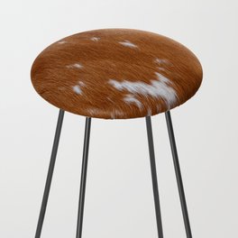 Brown and White Cow Skin Print Pattern Modern, Cowhide Faux Leather Counter Stool