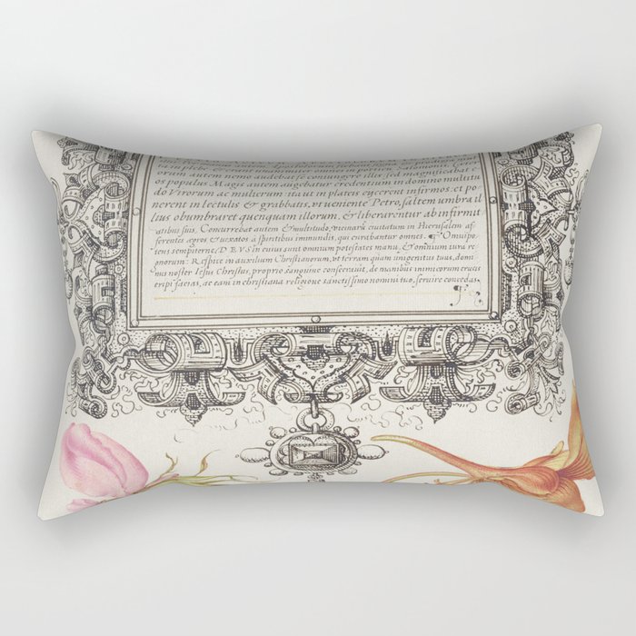 Vintage calligraphic floral art Rectangular Pillow