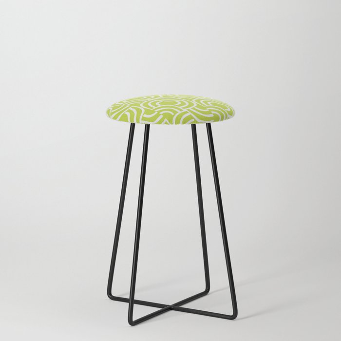 Modernist Abstract Arc Pattern 627 Chartreuse Counter Stool