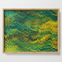 Abstract Organic Pattern Green and Yellow Serving Tray