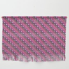 Vintage Art Deco Cube Pattern Magenta And Pink Retro Boho Aesthetic Wall Hanging