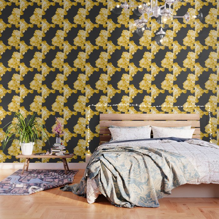 Yellow Flowers On A Dark Background #decor #society6 #buyart Wallpaper