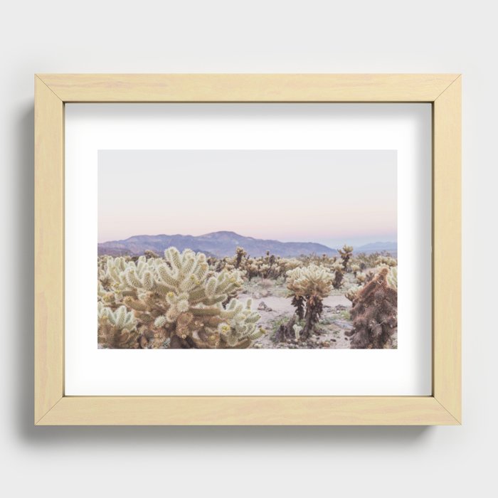 Joshua Tree Cholla Cactus Garden at Sunset Recessed Framed Print