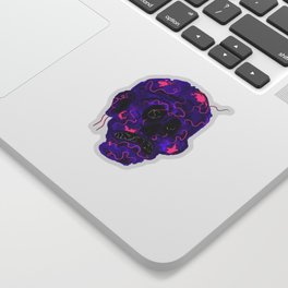 Purple Zombie Skull Sticker