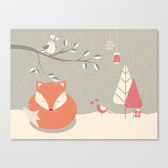 Christmas baby fox 06 Canvas Print