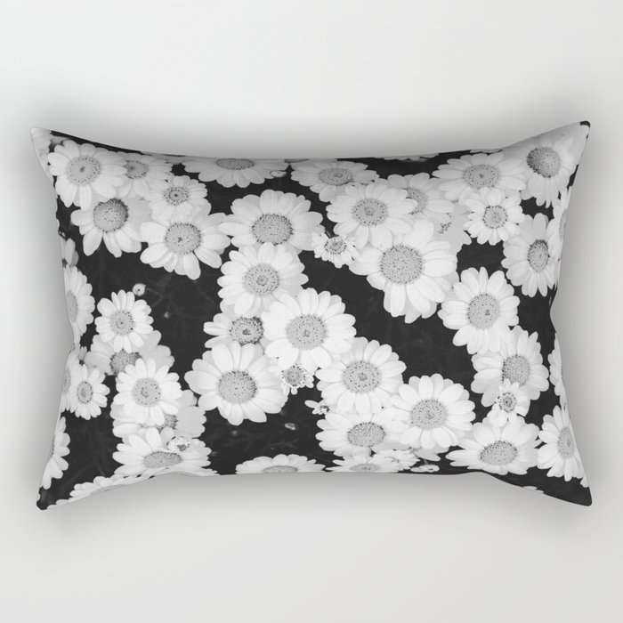 The Daisy Garden (Black and White) Rectangular Pillow