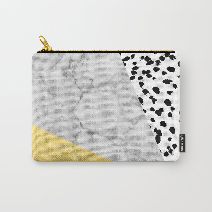Marble Gold Dots - modern hipster trendy shiny gold foil cell phone case iphone dorm college Carry-All Pouch