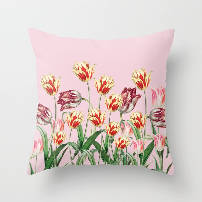 Sweet Colorful Tulips Throw Pillow