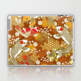 Japanese Koi pattern on Rust color backdrop Laptop Skin