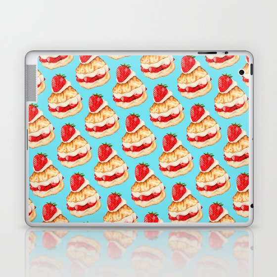 Strawberry Short Cake Pattern - Blue Laptop & iPad Skin