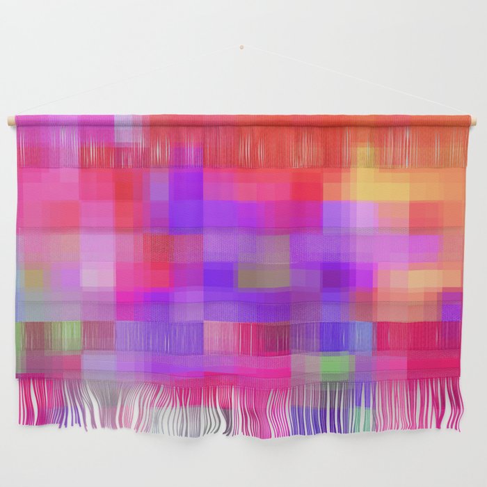 geometric pixel square pattern abstract background in pink purple blue Wall Hanging