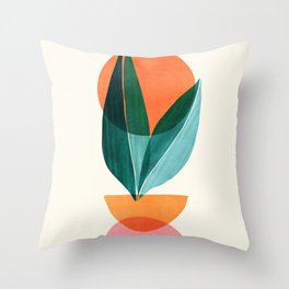 Nature Stack Teal and Orange Abstract Sunset Throw Pillow