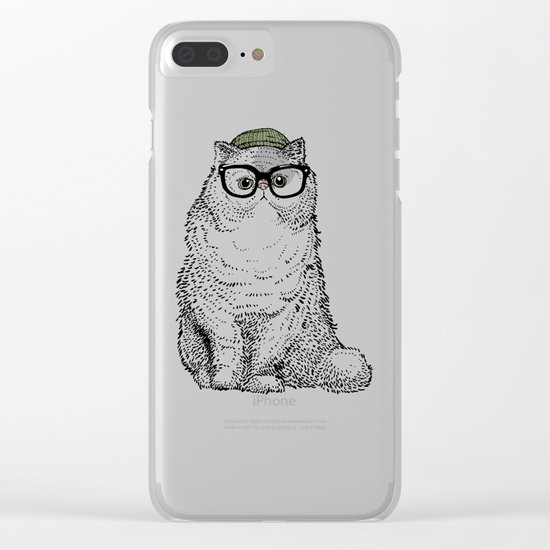 Hipster Persian Cat Clear iPhone Case