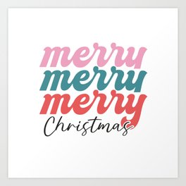 merry merry merry christmas multicolor typography Art Print