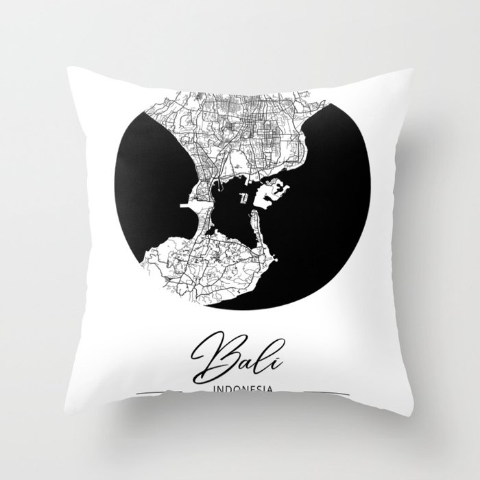 Bali map coordinates Throw Pillow