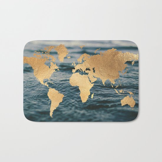 Gold Map in Water Bath Mat