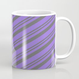 [ Thumbnail: Dim Grey and Purple Colored Pattern of Stripes Coffee Mug ]
