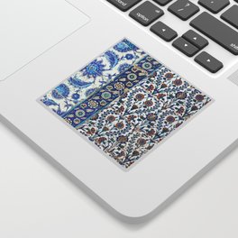 Travel Photography "Iznik ceramics in blue, red and teal." -Istanbul, Turkey. Square photo print. Sticker