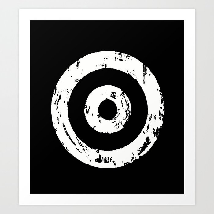 black white target art print by kadavis society6