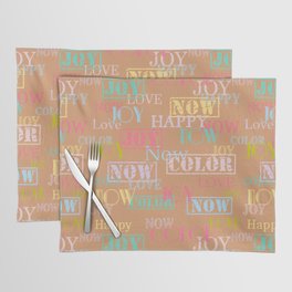 Enjoy The Colors - Colorful typography modern abstract pattern on Copper Bronze color background  Placemat