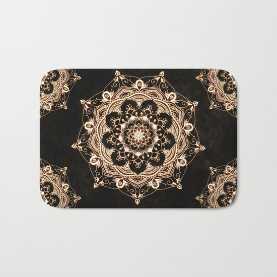 Glowing Spirit Black White Mandala Design Bath Mat