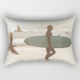 Beach Surfer - Sunset Ocean Seagulls Rectangular Pillow
