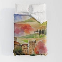 Abstract Painting No. 12 Tuscan Landscape Duvet Cover