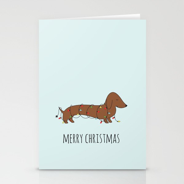 SAUSAGE DOG CHRISTMAS TREE Stationery Cards