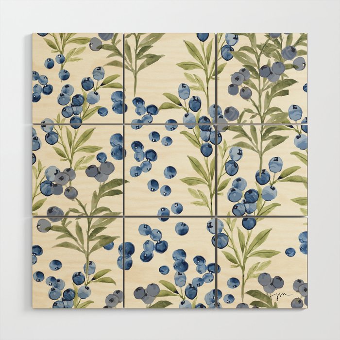 ‘Wild Blueberry’ - Botanical Pattern Wood Wall Art