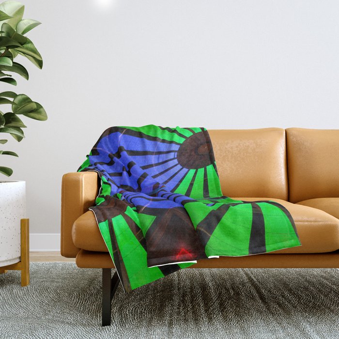 Green Blue Red Carnival Ride Throw Blanket