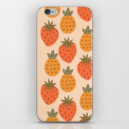 Seamless mid century modern strawberries Summer pattern -  Smashed Pumpkin and Deep Saffron iPhone Skin