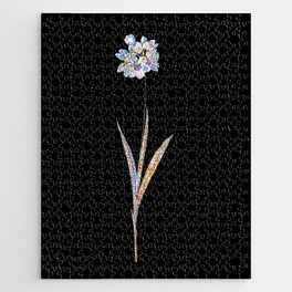 Floral Ixia Maculata Mosaic on Black Jigsaw Puzzle